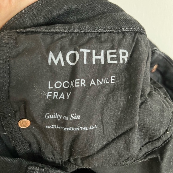 MOTHER Jeans The Looker Ankle Fray Style Guilty as Sin Wash Black Waist Size 28 - Picture 10 of 13